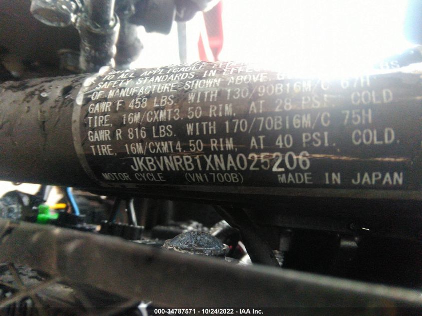 2022 KAWASAKI VN1700 B JKBVNRB1XNA025206