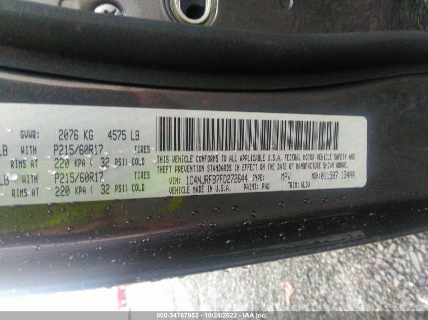 2015 JEEP PATRIOT HIGH ALTITUDE EDITION 1C4NJRFB7FD272644