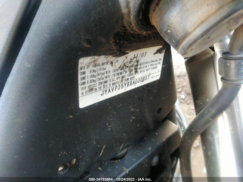 2008 YAMAHA XVS1300 CT JYAVP25Y88A000857