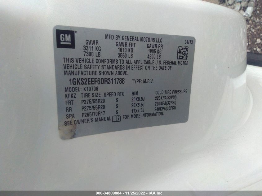 2013 GMC YUKON DENALI 1GKS2EEF6DR311788