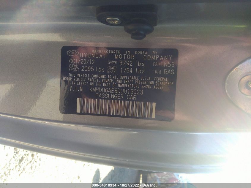 2013 HYUNDAI ELANTRA COUPE GS KMHDH6AE6DU015023