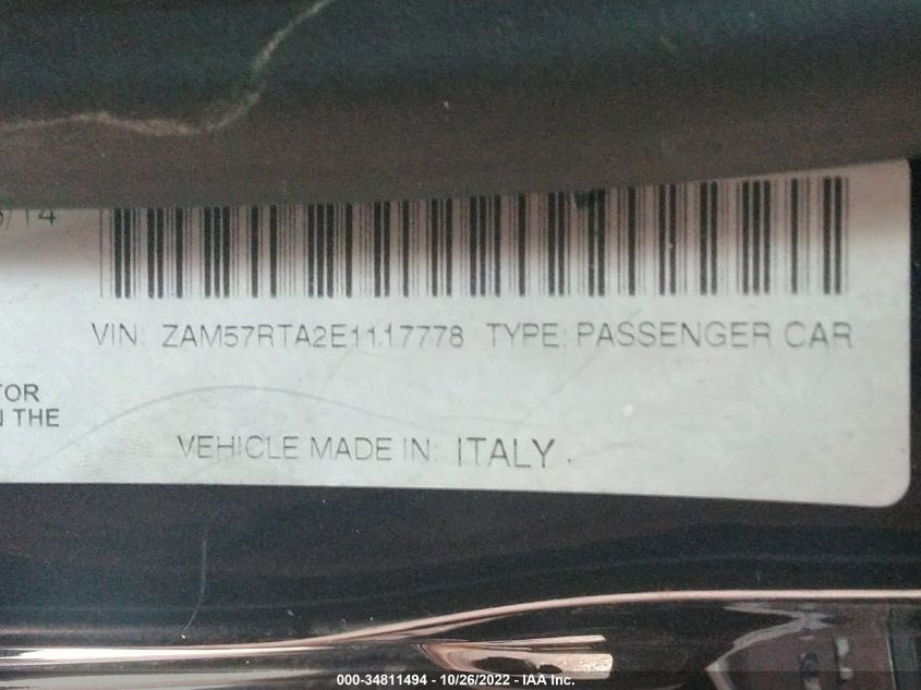 2014 MASERATI GHIBLI S Q4 ZAM57RTA2E1117778