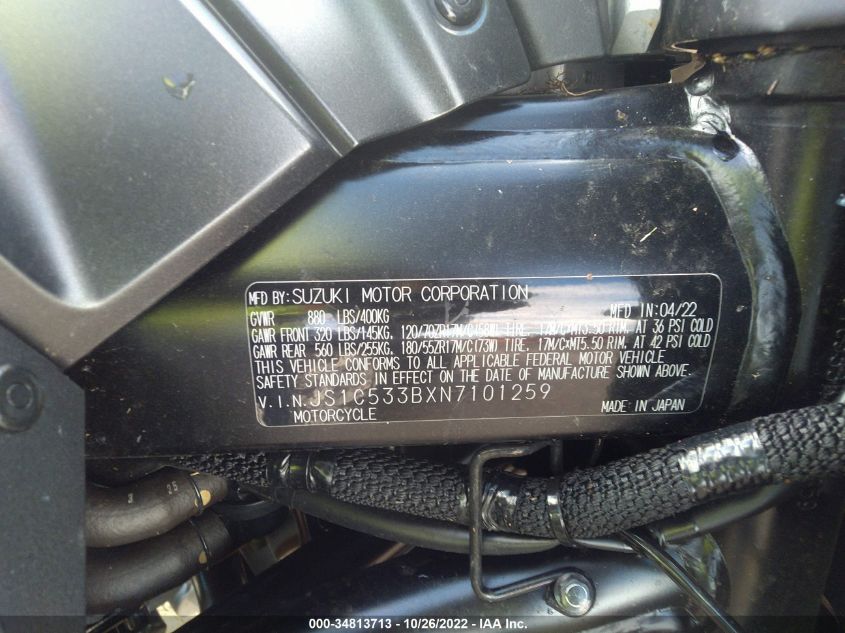 2022 SUZUKI GSX-S750 M/Z JS1C533BXN7101259