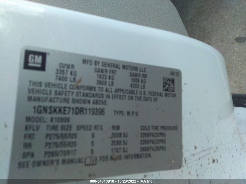 2013 CHEVROLET SUBURBAN LTZ 1GNSKKE71DR119396