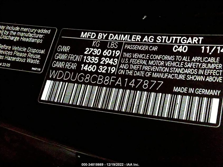 2015 MERCEDES-BENZ S 550 00DUG8CB8FA147877