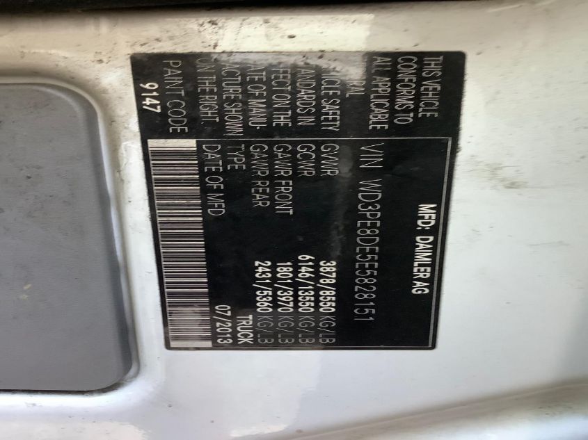 2014 MERCEDES-BENZ SPRINTER CARGO VANS WD3PE8DE5E5828151