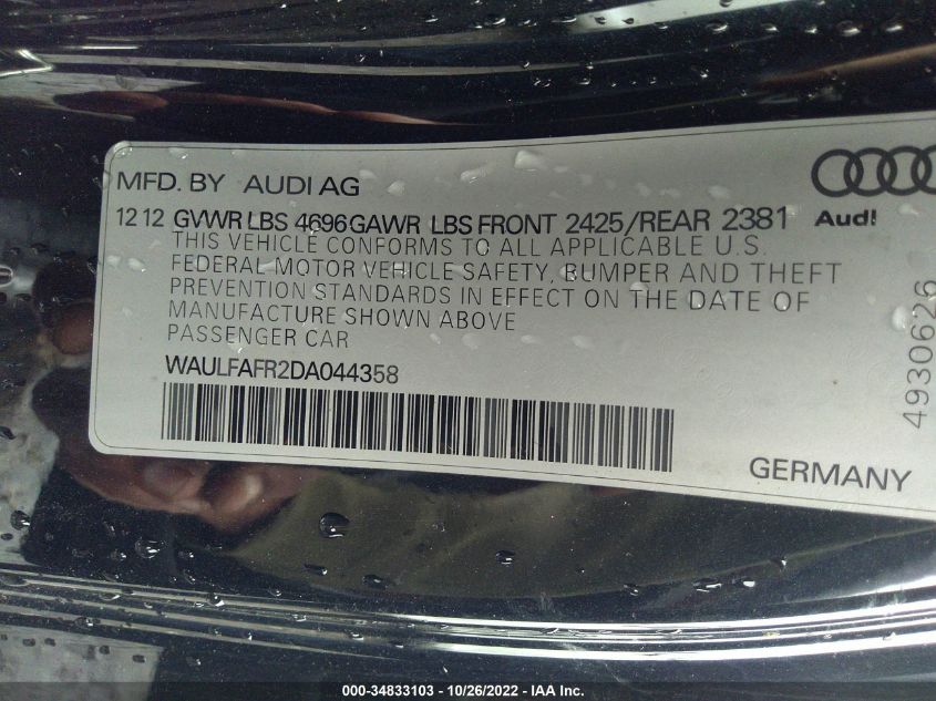 2013 AUDI A5 PREMIUM PLUS WAULFAFR2DA044358