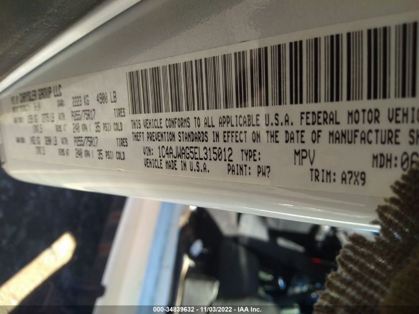 2014 JEEP WRANGLER SPORT 1C4AJWAG5EL315012