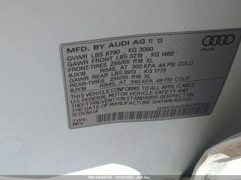 2014 AUDI Q7 3.0T PREMIUM WA1CGAFE9ED010523