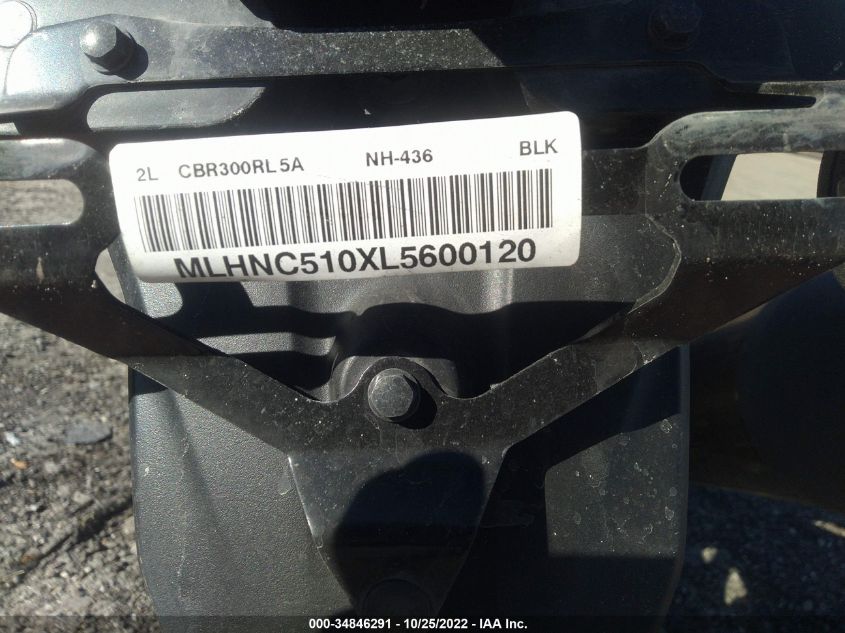 2020 HONDA CBR300 R MLHNC510XL5600120