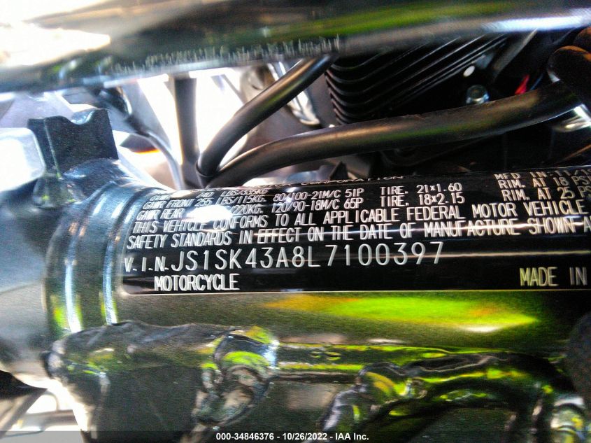 2020 SUZUKI DR-Z400 S JS1SK43A8L7100397