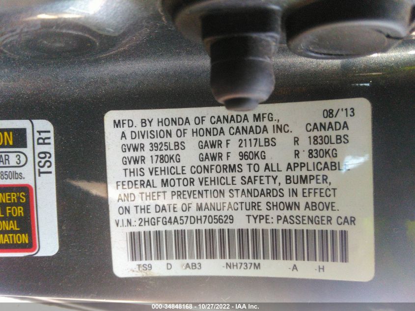 2013 HONDA CIVIC SI - 2HGFG4A57DH705629