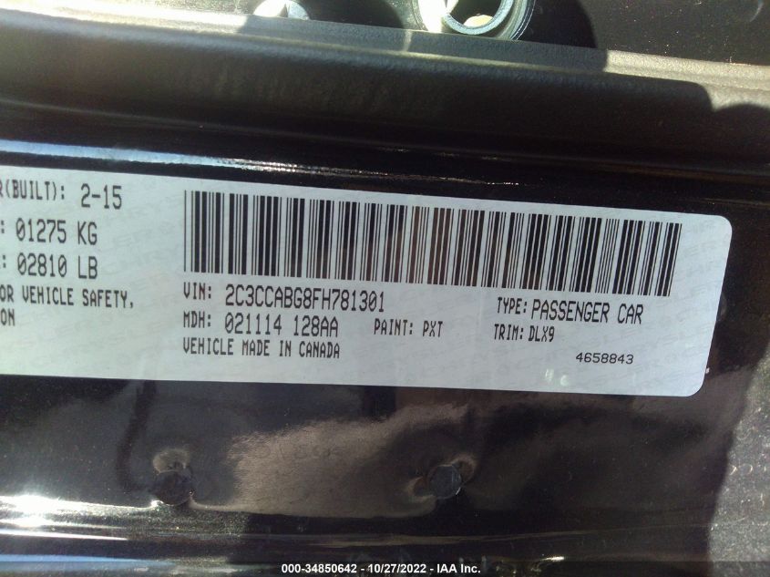 2015 CHRYSLER 300 300S - 2C3CCABG8FH781301