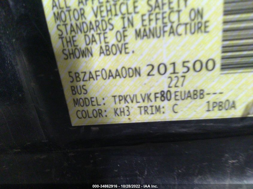 2013 NISSAN NVP SL 5BZAF0AA0DN201500