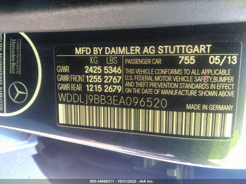 2014 MERCEDES-BENZ CLS-CLASS CLS 550 WDDLJ9BB3EA096520