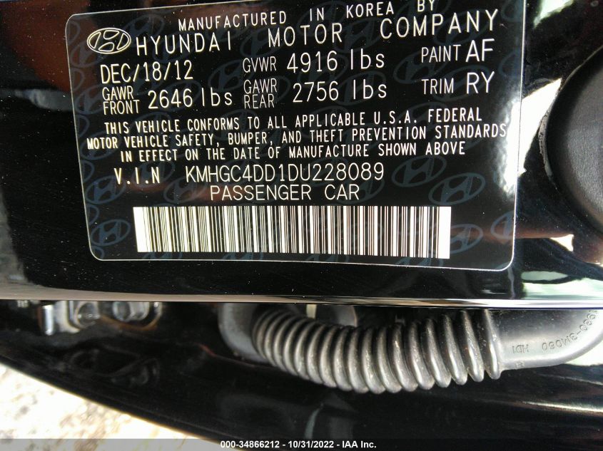 2013 HYUNDAI GENESIS 3.8L KMHGC4DD1DU228089