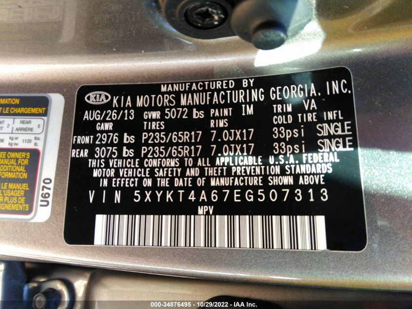 2014 KIA SORENTO LX - 5XYKT4A67EG507313