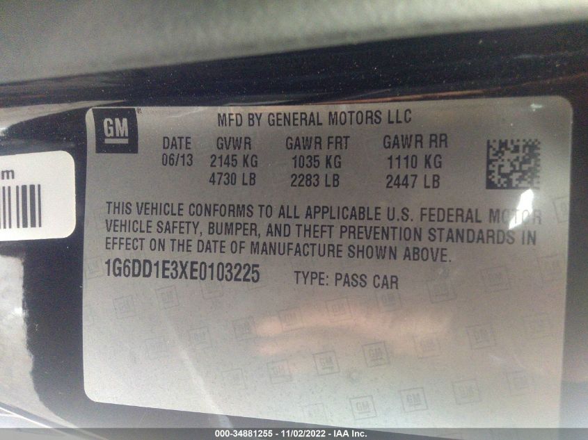 2014 CADILLAC CTS COUPE PREMIUM 1G6DD1E3XE0103225