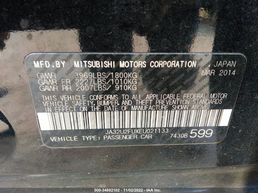 2014 MITSUBISHI LANCER ES JA32U2FUXEU021133