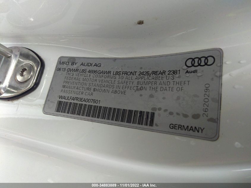2014 AUDI A5 PREMIUM PLUS WAULFAFR3EA007501