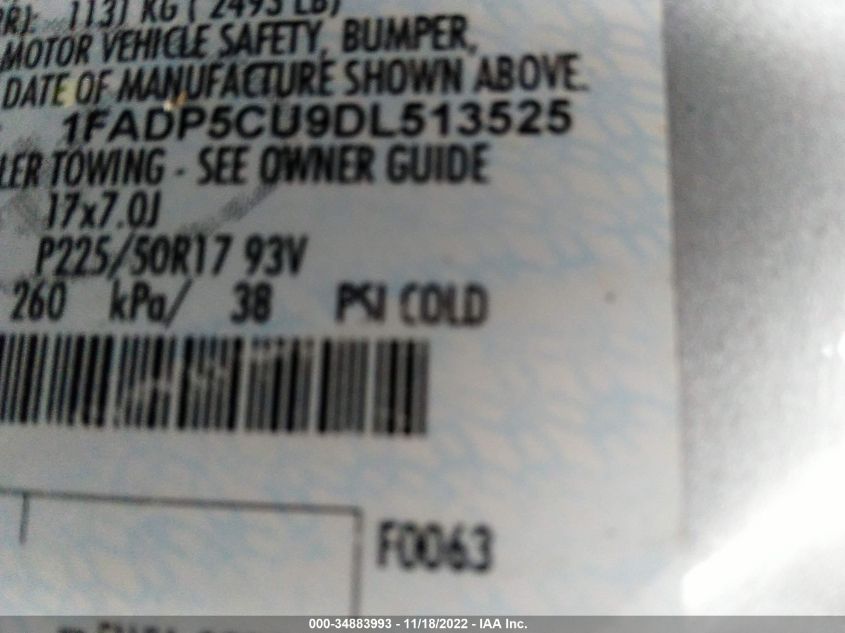 2013 FORD C-MAX ENERGI SEL 1FADP5CU9DL513525