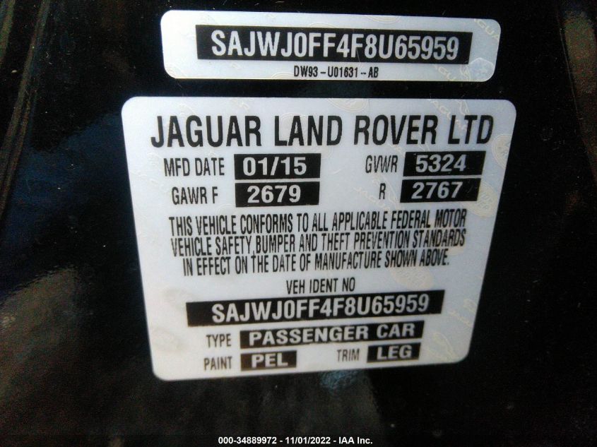 2015 JAGUAR XF V6 SAJWJ0FF4F8U65959
