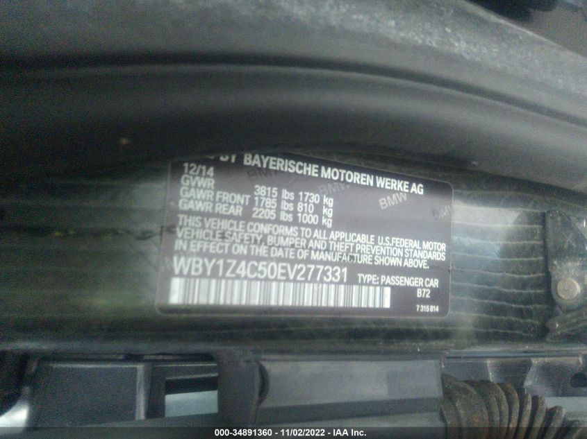 2014 BMW I3 WBY1Z4C50EV277331