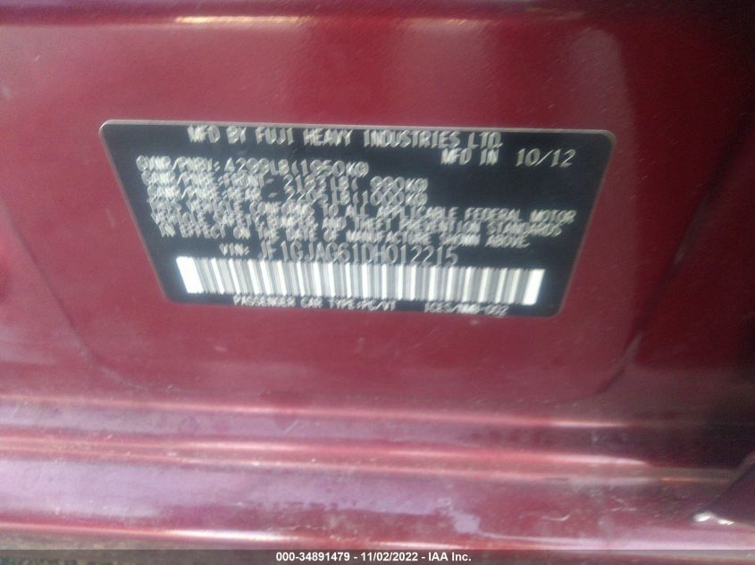 2013 SUBARU IMPREZA SEDAN LIMITED JF1GJAG61DH012215