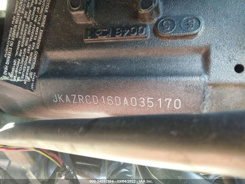 2013 KAWASAKI ZR1000 D - JKAZRCD16DA035170