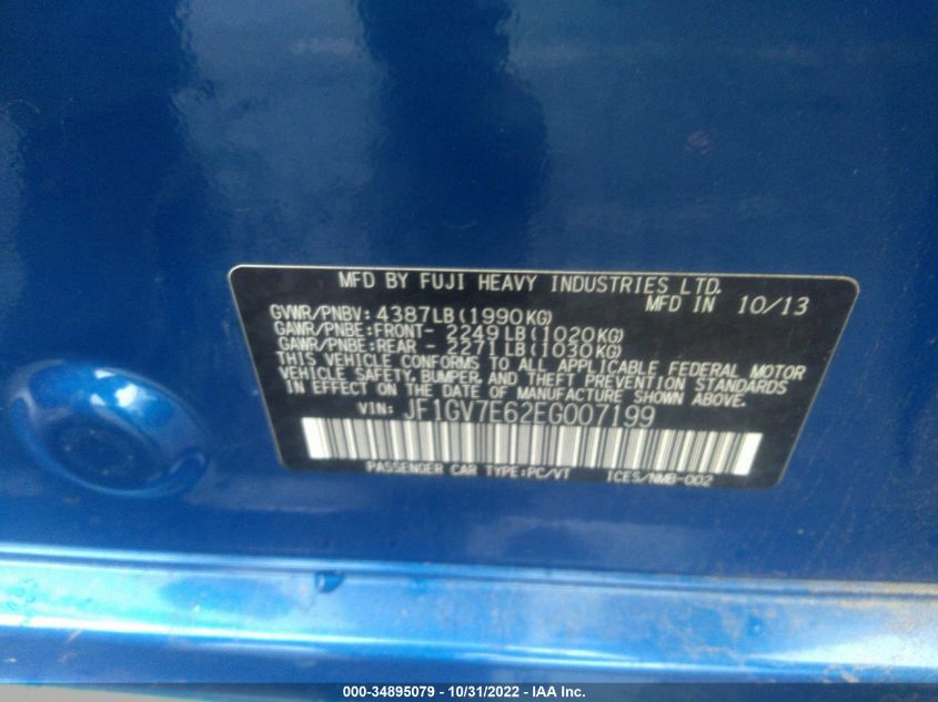 2014 SUBARU IMPREZA SEDAN WRX WRX JF1GV7E62EG007199
