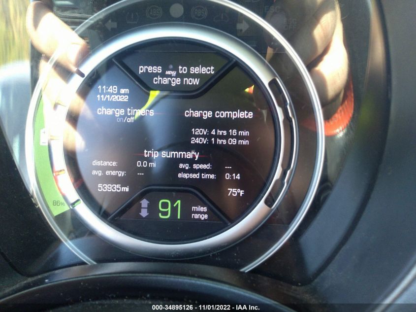 2013 FIAT 500E BATTERY ELECTRIC 3C3CFFGE5DT681589