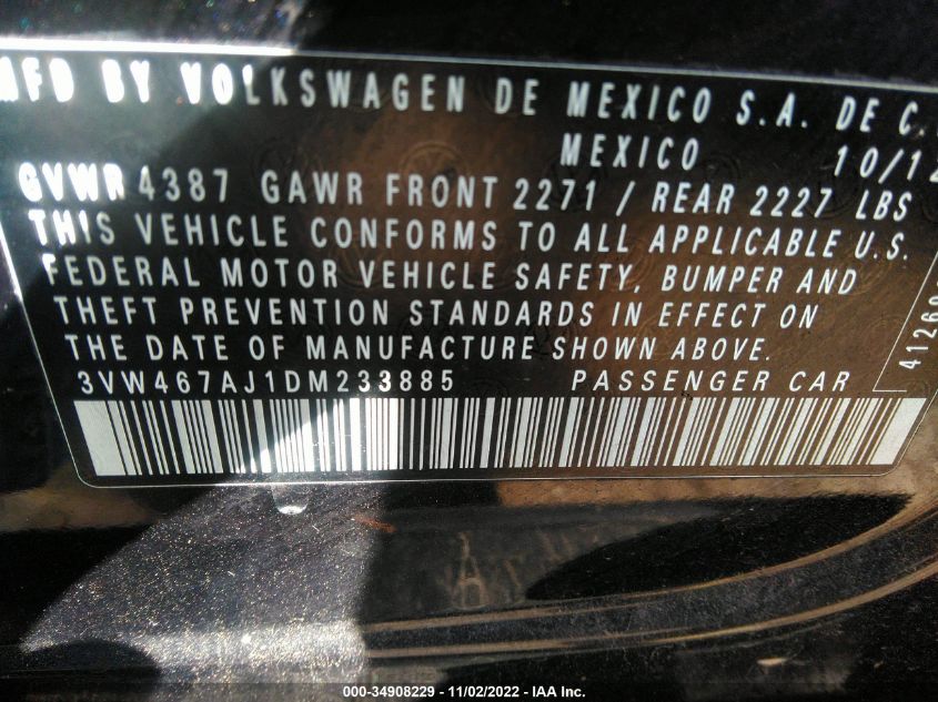 2013 VOLKSWAGEN GLI AUTOBAHN 3VW467AJ1DM233885