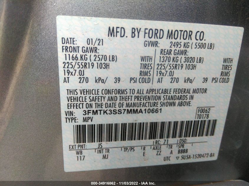 2021 FORD MUSTANG MACH-E PREMIUM 3FMTK3SS7MMA10661