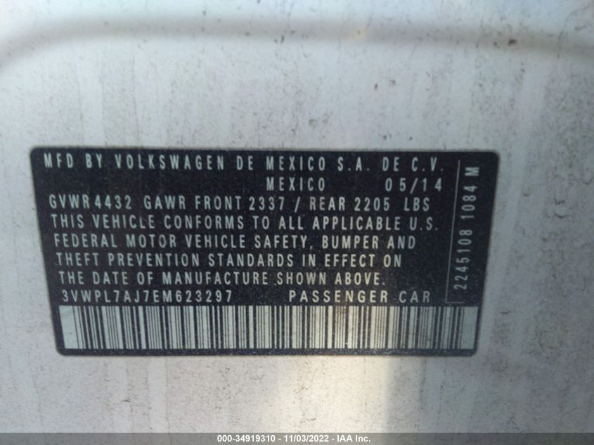 2014 VOLKSWAGEN JETTA SPORTWAGEN TDI W/SUNROOF 3VWPL7AJ7EM623297