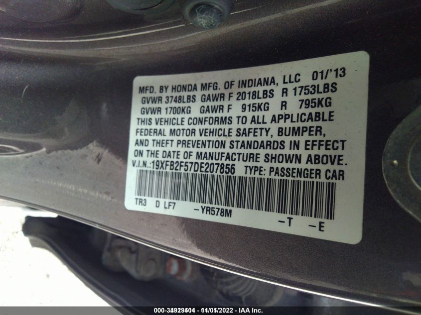 2013 HONDA CIVIC LX - 19XFB2F57DE207856