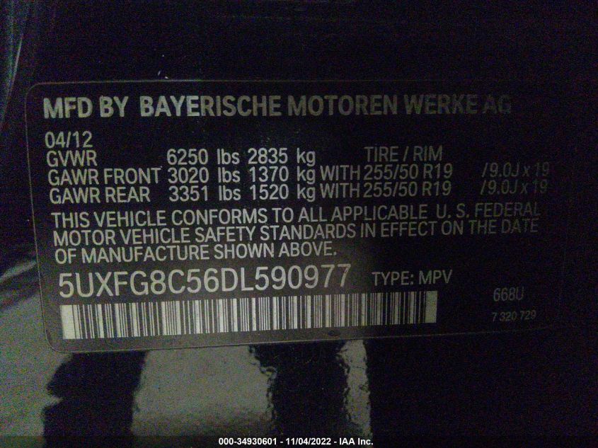 2013 BMW X6 XDRIVE50I 5UXFG8C56DL590977