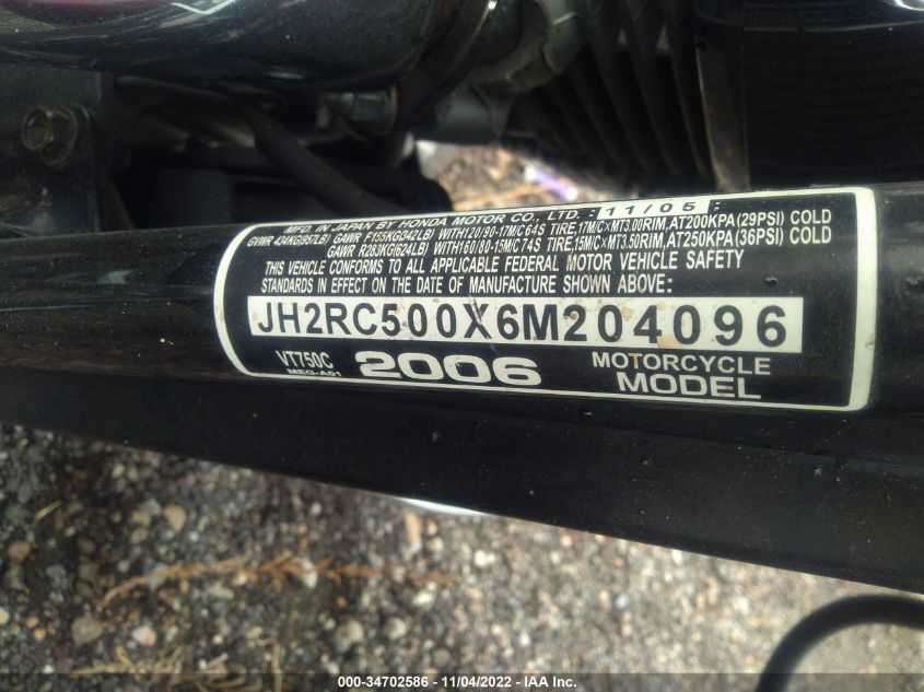 2006 HONDA VT750 C JH2RC500X6M204096