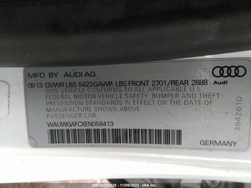 2014 AUDI A7 3.0 PREMIUM PLUS WAUWGAFCXEN058413