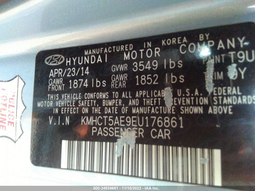 2014 HYUNDAI ACCENT GS - KMHCT5AE9EU176861