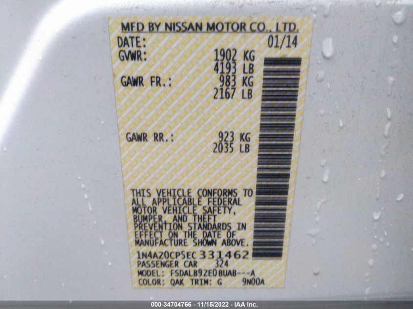 2014 NISSAN LEAF S 1N4AZ0CP5EC331462