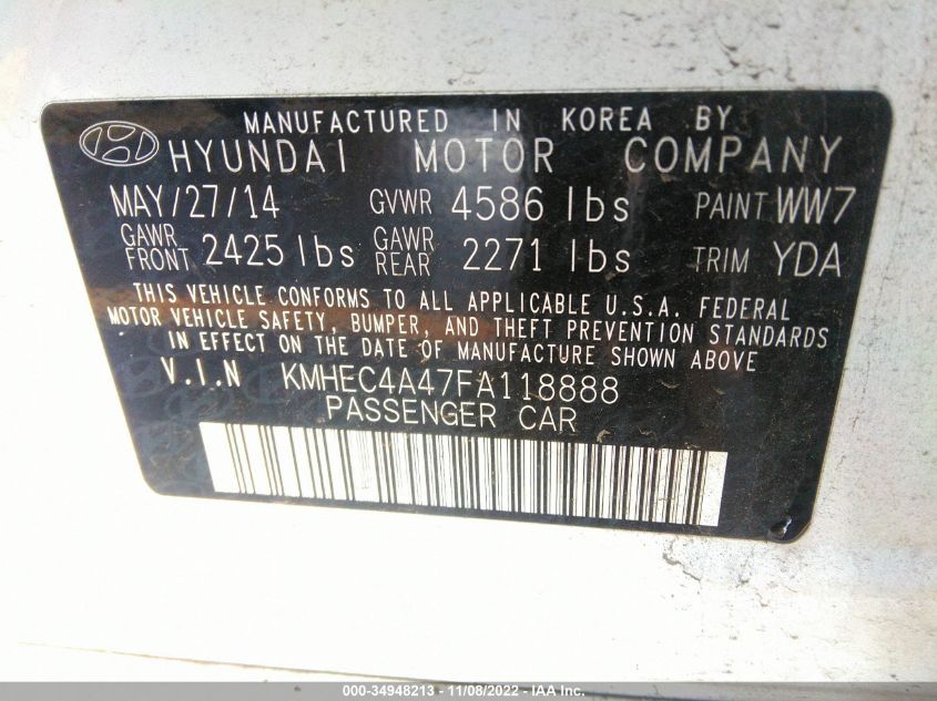 2015 HYUNDAI SONATA HYBRID LIMITED - KMHEC4A47FA118888