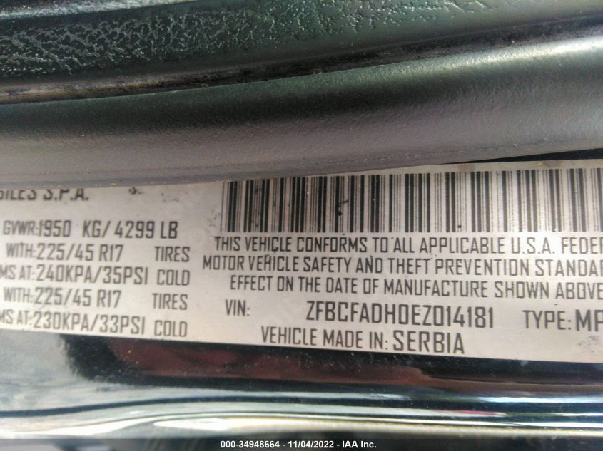 2014 FIAT 500L TREKKING ZFBCFADH0EZ014181