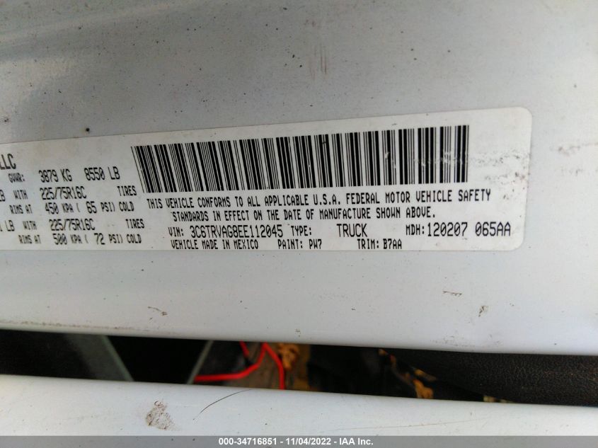 2014 RAM PROMASTER 3C6TRVAG8EE112045