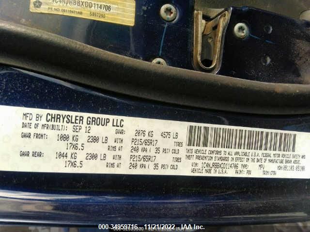 2013 JEEP PATRIOT SPORT 1C4NJRBBXDD114706