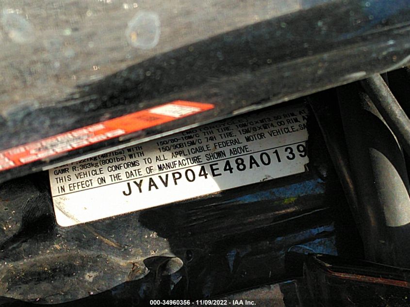 2008 YAMAHA XVZ13 TF JYAVP04E48A013990