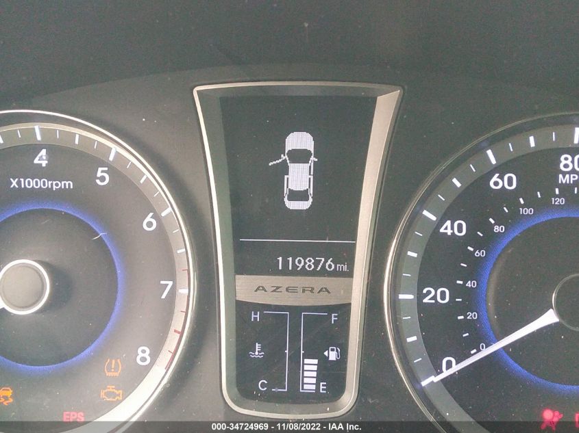 2013 HYUNDAI AZERA KMHFG4JG4DA285788
