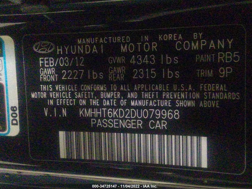 2013 HYUNDAI GENESIS COUPE 2.0T PREMIUM KMHHT6KD2DU079968