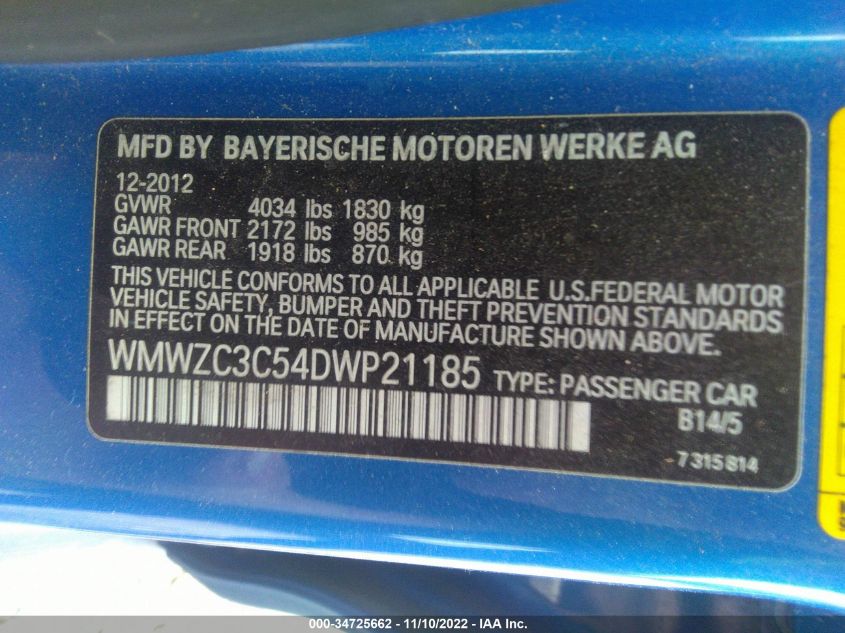 2013 MINI COOPER COUNTRYMAN S WMWZC3C54DWP21185