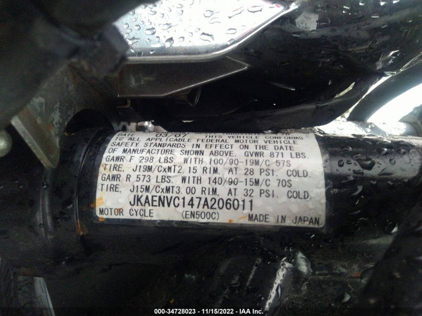 2007 KAWASAKI EN500 C JKAENVC147A206011