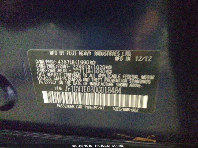 2013 SUBARU IMPREZA SEDAN WRX WRX JF1GV7E63DG018484